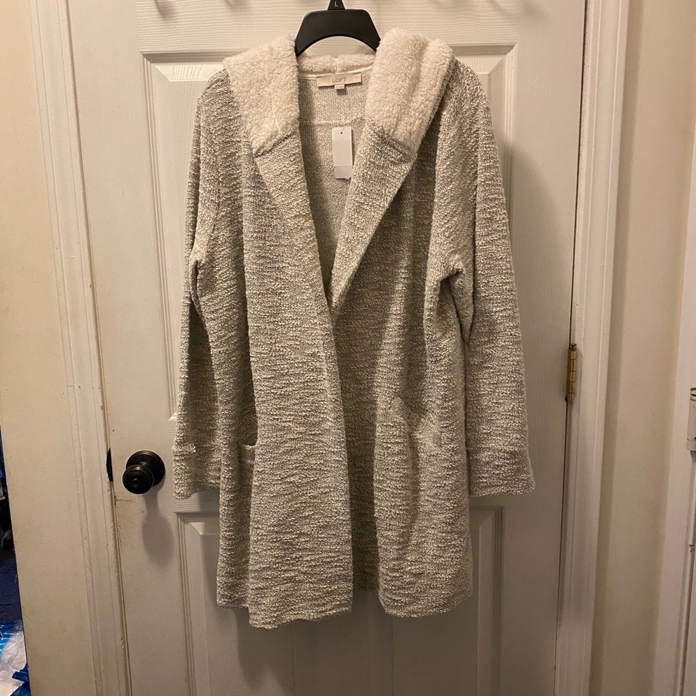 🆕 Loft Sherpa hoodie open cardigan